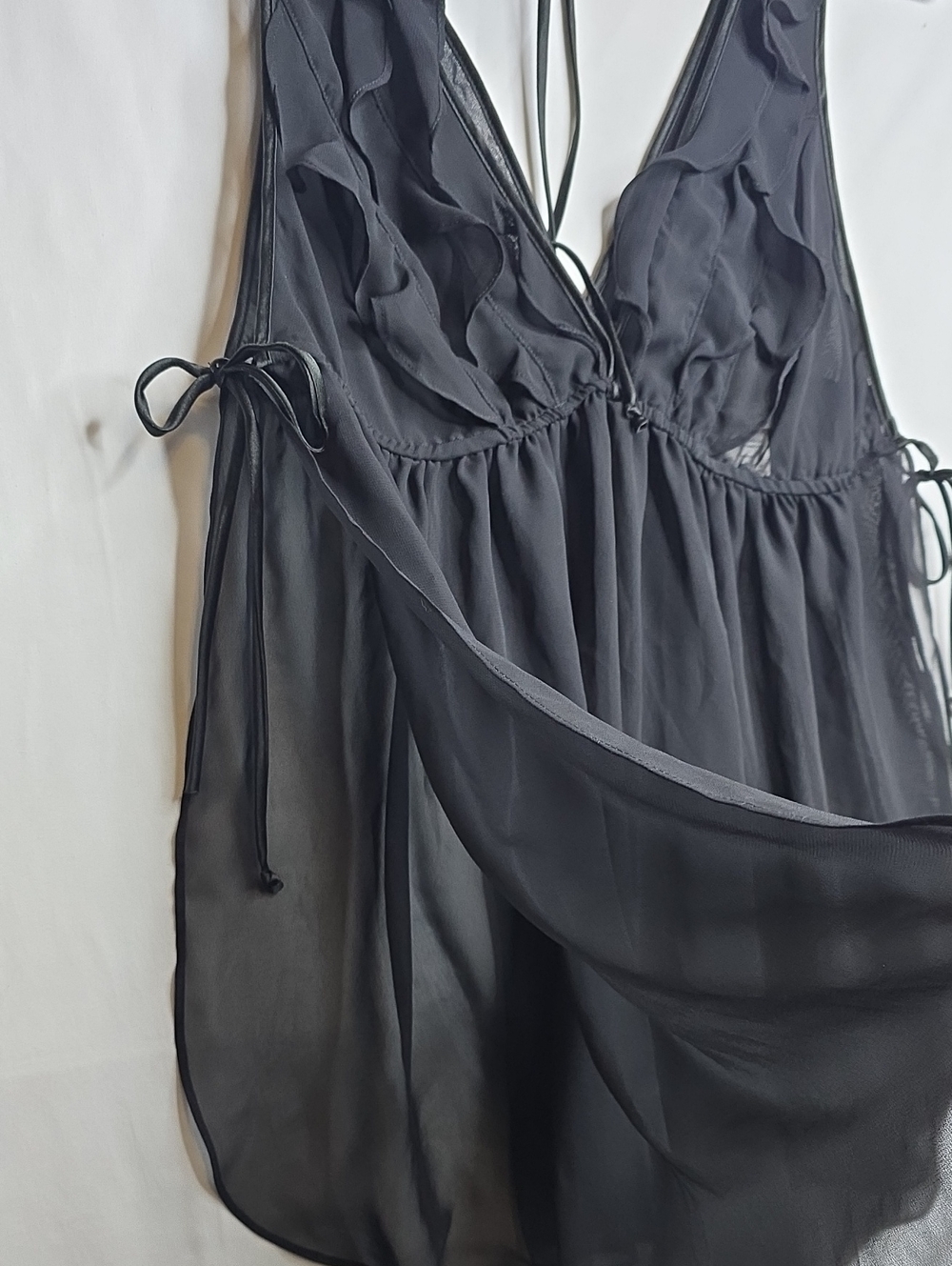 In Bloom By Jonquil Vintage Black Sexy Babydoll Nightgown - Picture 3 of 8